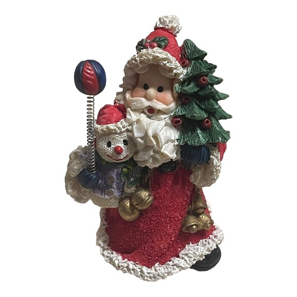 Vintage Artmark Santa Figurine Snowman Bells Christmas Tree Ball On Spring READ - Picture 2 of 5